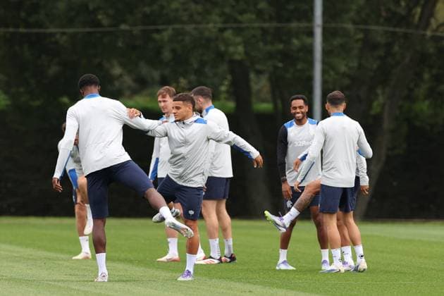 Max Aarons and his team mates training ahead of tomorrow s Champions League second leg qualifying match against Panathinaikos. Rangers Training - The Rangers Training Centre, Glasgow, Lanarkshire, Scotland, UK - 29 Jul 2025Glasgow The Rangers Training Centre Lanarkshire United Kingdom  Copyright: xO Rourke RangersxFC Shutterstockx 15419009af