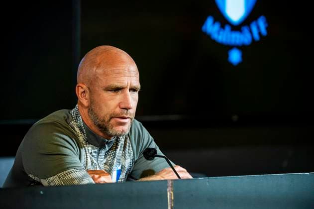 250729 Head coach Henrik Rydström during a press conference, PK, Pressekonferenz after a UEFA Champions League training session with Malmö FF on July 29, 2025 in Malmö. Photo: Christian Örnberg BILDBYRAN COP 166 CO0595 fotboll football soccer fotball uefa champions league qualifier champions league träning practice training malmö ff bbeng Copyright: CHRISTIANxÖRNBERG BB250729CO053