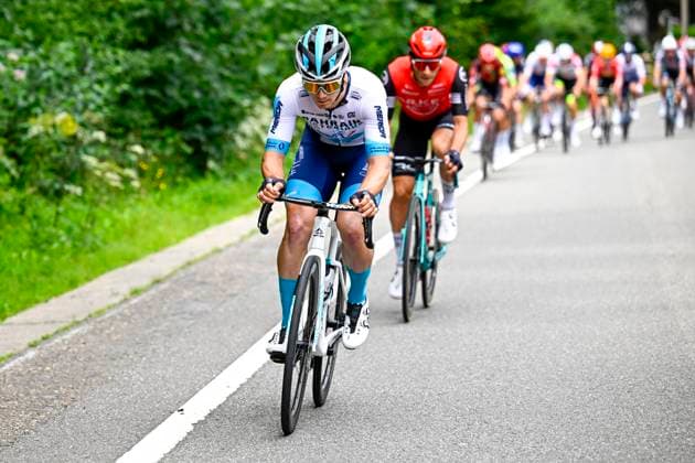 Tour de Wallonie 2025 Stage 4 SERAING, BELGIUM - JULY 29 : Rider of Bahrain - Victorious in action during stage 4 of the 30th edition of Tour de Wallonie an UCI ProSeries 2.Pro cycling road race stage for Men Elite of 163.3 km with start in Welkenraedt and finish in Seraing on July 29, 2025 in Seraing, Belgium, 29 07 2025 ( Motordriver Louis Bidlot - Seraing Belgium  Copyright: xTomasxSiskx
