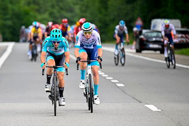 Tour de Wallonie 2025 Stage 4 SERAING, BELGIUM - JULY 29 : Borgo Alessandro of Bahrain - Victorious, Martinelli Alessio of VF Group - Bardiani CSF - Faizane in action during stage 4 of the 30th edition of Tour de Wallonie an UCI ProSeries 2.Pro cycling road race stage for Men Elite of 163.3 km with start in Welkenraedt and finish in Seraing on July 29, 2025 in Seraing, Belgium, 29 07 2025 ( Motordriver Louis Bidlot - Seraing Belgium  Copyright: xTomasxSiskx