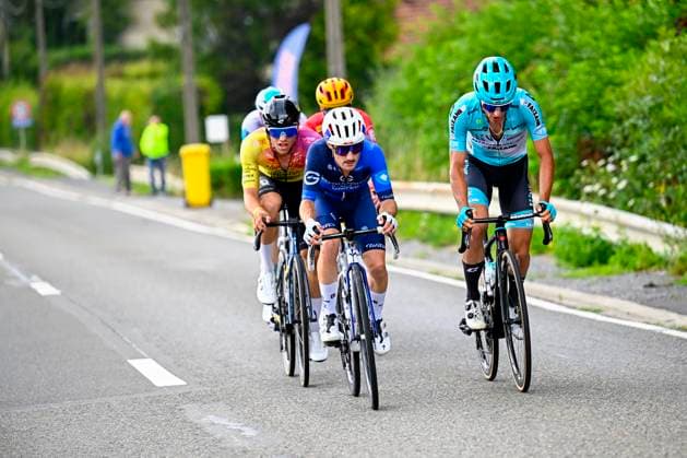 Tour de Wallonie 2025 Stage 4 SERAING, BELGIUM - JULY 29 : Martinelli Alessio of VF Group - Bardiani CSF - Faizane leading the escape pack during stage 4 of the 30th edition of Tour de Wallonie an UCI ProSeries 2.Pro cycling road race stage for Men Elite of 163.3 km with start in Welkenraedt and finish in Seraing on July 29, 2025 in Seraing, Belgium, 29 07 2025 ( Motordriver Louis Bidlot - Seraing Belgium  Copyright: xTomasxSiskx