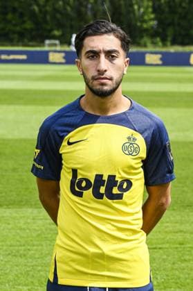 Union s Anouar Ait El Hadj poses for a portrait picture at the 2025-2026 season photoshoot of Belgian soccer team Royale Union Saint-Gilloise, Tuesday 29 July 2025 in Brussels. TOM GOYVAERTS TomxGoyvaerts  x130242724x