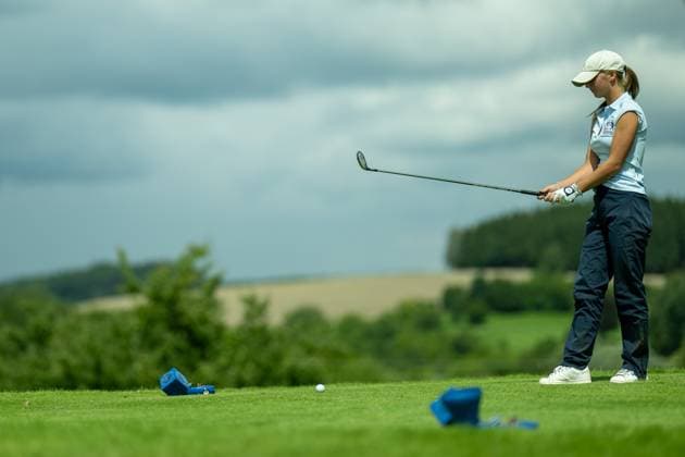 Maxima Purkart (GC St. Leon-Rot), vor dem Abschlag am 1. Loch, GER, 15. BWGV-INTERNATIONAL MATCHPLAY-TROPHY, Golf, Maedchen und Jungen, imt Golf, 26.-29.07.2025, GER, 15. BWGV-INTERNATIONAL MATCHPLAY-TROPHY, Golf, Maedchen und Jungen, imt Golf, 26.-29.07.2025 Wain Copyright: xEibner-Pressefotox EP_SWA