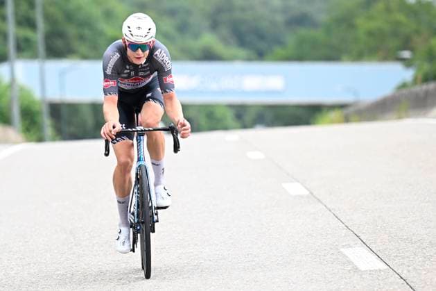 Tour de Wallonie 2025 Stage 4 SERAING, BELGIUM - JULY 29 : Del Grosso Tibor (BEL) of Alpecin-Deceuninck in action during stage 4 of the 30th edition of Tour de Wallonie an UCI ProSeries 2.Pro cycling road race stage for Men Elite of 163.3 km with start in Welkenraedt and finish in Seraing on July 29, 2025 in Seraing, Belgium, 29 07 2025 ( Motordriver Louis Bidlot - Seraing Belgium  Copyright: xTomasxSiskx
