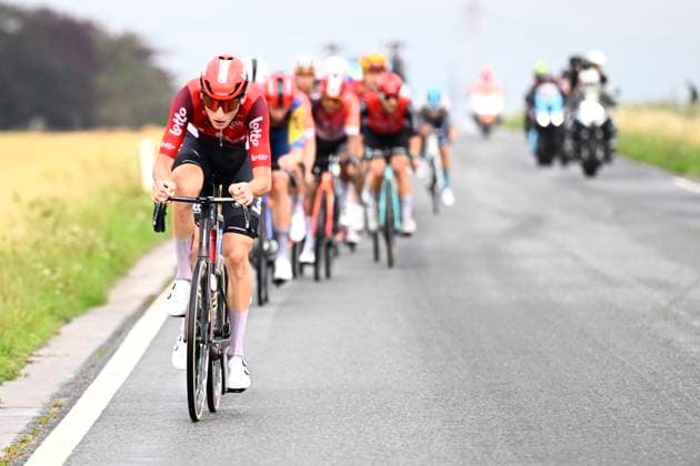 Tour de Wallonie 2025 Stage 4 SERAING, BELGIUM - JULY 29 : Rider of Lotto in action during stage 4 of the 30th edition of Tour de Wallonie an UCI ProSeries 2.Pro cycling road race stage for Men Elite of 163.3 km with start in Welkenraedt and finish in Seraing on July 29, 2025 in Seraing, Belgium, 29 07 2025 ( Motordriver Louis Bidlot - Seraing Belgium  Copyright: xTomasxSiskx