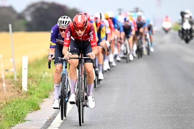 Tour de Wallonie 2025 Stage 4 SERAING, BELGIUM - JULY 29 : Rider of Lotto in action during stage 4 of the 30th edition of Tour de Wallonie an UCI ProSeries 2.Pro cycling road race stage for Men Elite of 163.3 km with start in Welkenraedt and finish in Seraing on July 29, 2025 in Seraing, Belgium, 29 07 2025 ( Motordriver Louis Bidlot - Seraing Belgium  Copyright: xTomasxSiskx