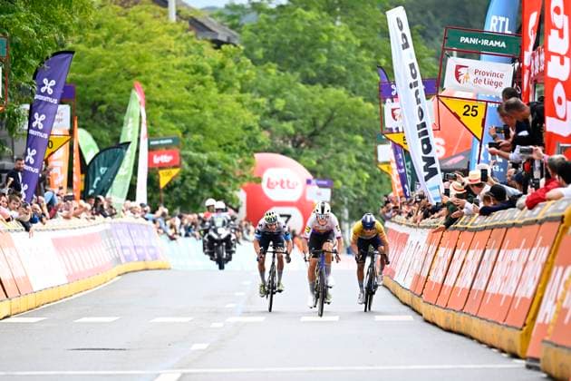 Tour de Wallonie 2025 Stage 4 SERAING, BELGIUM - JULY 29 : Strong Corbin (USA) of Israel - Premier Tech, Vacek Mathias (CZE) of Lidl - Trek in the final sprint during stage 4 of the 30th edition of Tour de Wallonie an UCI ProSeries 2.Pro cycling road race stage for Men Elite of 163.3 km with start in Welkenraedt and finish in Seraing on July 29, 2025 in Seraing, Belgium, 29 07 2025 ( Motordriver Louis Bidlot - Seraing Belgium  Copyright: xTomasxSiskx