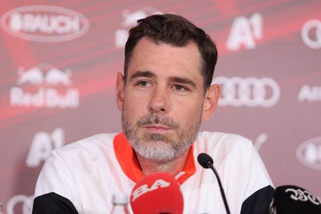 SOCCER - UEFA CL, RBS vs Brann SALZBURG,AUSTRIA,29.JUL.25 - SOCCER - UEFA Champions League, Red Bull Salzburg vs SK Brann Bergen, preview, press conference, PK, Pressekonferenz Brann. Image shows head coach Freyr Alexandersson (Brann).  GEPAxpictures xMathiasxMandl