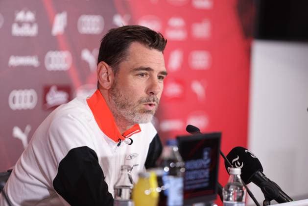 SOCCER - UEFA CL, RBS vs Brann SALZBURG,AUSTRIA,29.JUL.25 - SOCCER - UEFA Champions League, Red Bull Salzburg vs SK Brann Bergen, preview, press conference, PK, Pressekonferenz Brann. Image shows head coach Freyr Alexandersson (Brann).  GEPAxpictures xMathiasxMandl
