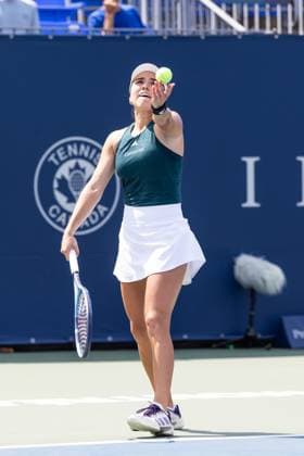 July 29, 2025, Montreal, Quebec, Canada: CAMILA OSORIO, from Colombia serving in first set against Dayana Yastremska (30), from Ukraine at Canadian Open at IGA stadium in Montreal, Quebec, Canada on 2024-05-24 Montreal Canada - ZUMAl189 20250729_zsp_l189_010 Copyright: xYannickxLegarex