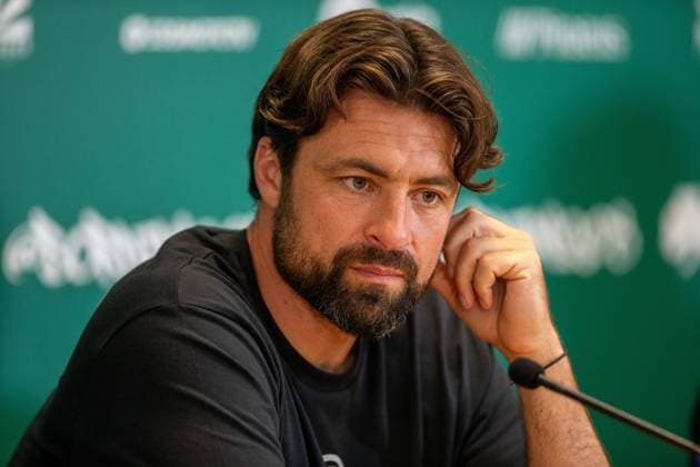 29th July 2025; Spiros Louis Olympic Stadium, Athens, Greece; Rangers press conference, PK, Pressekonferenz ahead of the UEFA Champions League Second Qualifying Round Match v Panathinaikos; Rangers Manager Russell Martin speaks during the press conference  VagelisxGeorgariou