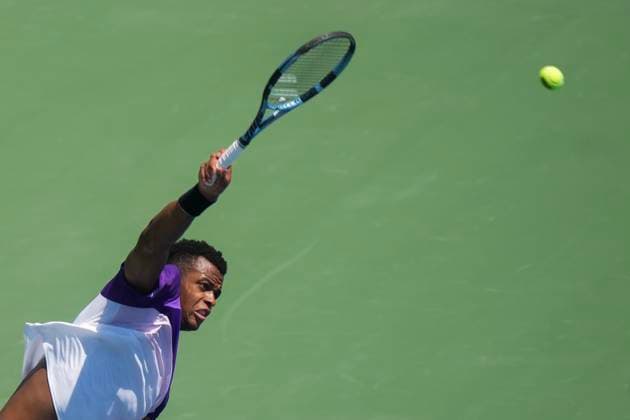 July 29, 2025, Toronto, On, CANADA: Giovanni Mpetshi Perricard of France serves the ball against Holger Rune of Denmark during second round tennis action at the National Bank Open in Toronto on Tuesday, July 29, 2025. Canada News - July 29, 2025  - ZUMAc35_ 20250729_zaf_c35_033 Copyright: xNathanxDenettex