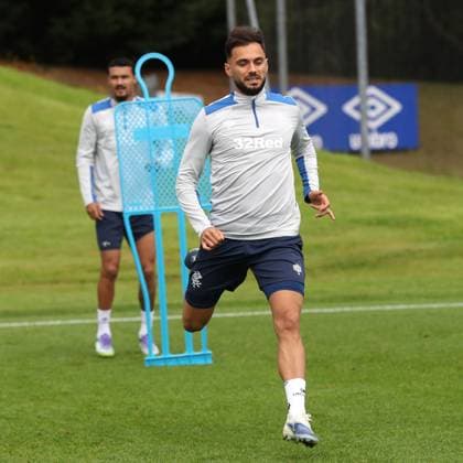 Nedim Bajrami and Jefte training ahead of tomorrow s Champions League second leg qualifying match against Panathinaikos. Rangers Training - The Rangers Training Centre, Glasgow, Lanarkshire, Scotland, UK - 29 Jul 2025Glasgow The Rangers Training Centre Lanarkshire United Kingdom  Copyright: xO Rourke RangersxFC Shutterstockx 15419009bp