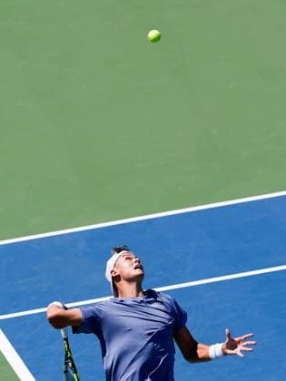 National Bank Open 2025 - Day 4 TORONTO, CANADA - JULY 29 : Holger Rune of Denmark serves against Giovanni Mpetshi Perricard of France on day four of the 2025 National Bank Open at Sobeys Stadium in Toronto, Ontario, Canada on July 29, 2025. Mert Alper Dervis Anadolu Ontario Canada. Editorial use only. Please get in touch for any other usage.  Copyright: x2025xAnadoluxMertxAlperxDervisx