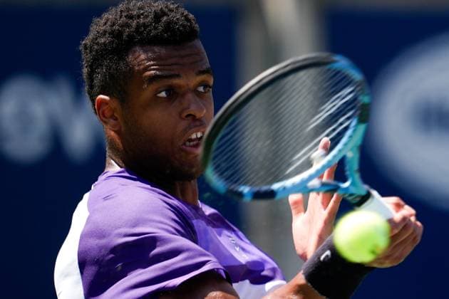 National Bank Open 2025 - Day 4 TORONTO, CANADA - JULY 29 : Giovanni Mpetshi Perricard of France in action against Holger Rune of Denmark on day four of the 2025 National Bank Open at Sobeys Stadium in Toronto, Ontario, Canada on July 29, 2025. Mert Alper Dervis Anadolu Ontario Canada. Editorial use only. Please get in touch for any other usage.  Copyright: x2025xAnadoluxMertxAlperxDervisx