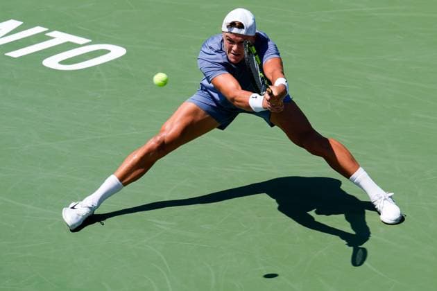 National Bank Open 2025 - Day 4 TORONTO, CANADA - JULY 29 : Holger Rune of Denmark in action against Giovanni Mpetshi Perricard of France on day four of the 2025 National Bank Open at Sobeys Stadium in Toronto, Ontario, Canada on July 29, 2025. Mert Alper Dervis Anadolu Ontario Canada. Editorial use only. Please get in touch for any other usage.  Copyright: x2025xAnadoluxMertxAlperxDervisx
