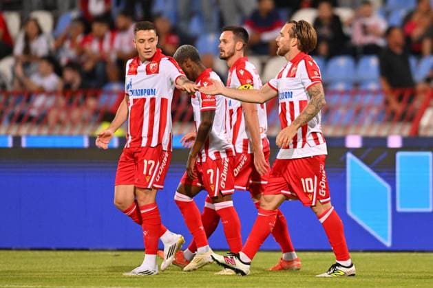 CRVENA ZVEZDA vs LINCOLN RED IMPS GIBRALTAR BRUNO DUARTE DA SILVA , ALEKSANDAR KATAI football Crvena zvezda vs Lincoln Red Imps Gibraltar, UEFA Champions league qualifications, Rajko Mitic stadium, Belgrade 29.07.2025 Foto: FOOTBALL, CRVENA ZVEZDA, RED STAR, UEFA CHAMPIONS LEAGUE QUALIFICATIONS, LINCOLN RED IMPS GIBRALTAR Belgrade Rajko Mitic stadium Serbia Copyright: xMarkoxMetlasx xMNxPressx