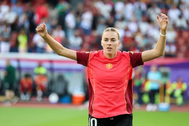 Zürich, Schweiz 23. Juli 2025: UEFA - Euro 2025 Woman - Halbfinale - Deutschland vs. Spanien Im Bild: Laura Freigang (Deutschland) beim Warm-Up vor dem Halbfinalspiel der WEURO 2025 gegen Spanien in Zürich. Stadion Letzigrund Copyright: xFotostandx xFantinix
