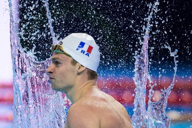 250730 Leon Marchand of France celebrates after competing in men™s 200 meters individual medley swimming semifinal and breaking the world record during day 20 of the World Aquatics Championships on July 30, 2025 in Singapore. Photo: Joel Marklund BILDBYRAN kod JM JM0713 bbeng simning swimming svomming sim-vm vm sim-vm 2025 world aquatics championships 2025 jubel *** 250730 Leon Marchand of France celebrates after competing in men™s 200 meters individual medley swimming semifinal and breaking the world record during day 20 of the World Aquatics Championships on July 30, 2025 in Singapore Photo Joel Marklund BILDBYRAN kod JM JM0713 bbeng swimming swimming svomming sim vm vm sim vm 2025 world aquatics championships 2025 jubel  Copyright: JOELxMARKLUND BB250730JM125
