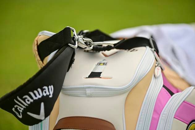 30th July 2025; Royal Porthcawl Golf Club, Porthcawl, Wales; AIG Womens Open Golf, Practice Day; Callaway special edition bag for Porthcawl showing a lighthouse  AledxHopkins
