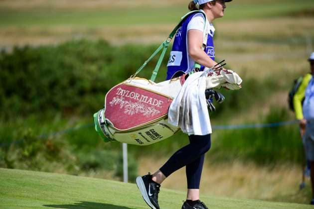 30th July 2025; Royal Porthcawl Golf Club, Porthcawl, Wales; AIG Womens Open Golf, Practice Day; Gabriela Ruffels custom Taylormade Welsh golf bag  AledxHopkins