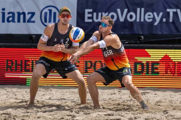 RECORD DATE NOT STATED European Championship, EM, Europameisterschaft - Beachvolleyball Düsseldorf, 30.07.2025 Jonas Sagstetter (GER), Benedikt Sagstetter (GER); European Championship - Beachvolleyball Düsseldorf am 30.07.2025 Copyright: xBEAUTIFULxSPORTS PeterxWeberx