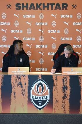 Ahead of Shakhtar Donetsk v Besiktas - UEFA Europa League Qualifying KRAKOW, POLAND - JULY 30: Head of Besiktas Ole Gunnar Solskjaer and Felix Udokhai attend the press conference, PK, Pressekonferenz ahead of UEFA Europa League second qualifying round match between Shakhtar Donetsk and Besiktas at Municipal Stadium in Krakow Poland on July 30, 2025. Jakub Porzycki Anadolu Krakow Poland. Editorial use only. Please get in touch for any other usage.  Copyright: x2025xAnadoluxJakubxPorzyckix