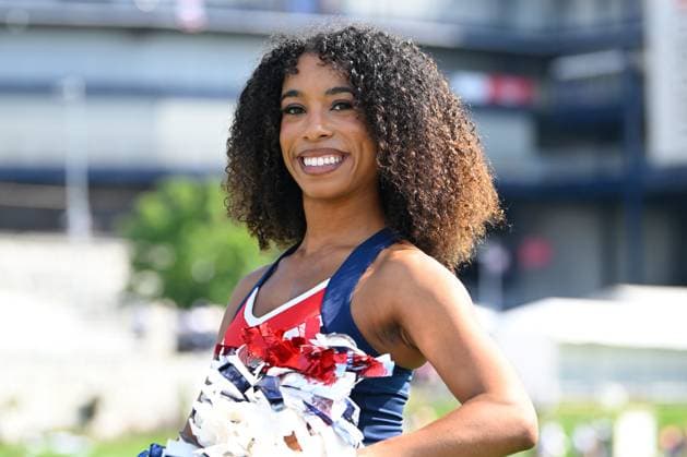 Jul 30, 2025; Foxborough, MA, USA; The New England Patriots Cheerleaders entertain fans before training camp at Gillette Stadium, in Foxborough, Massachusetts. CSM Foxborough USA - ZUMAc04_ 20250730_zma_c04_021 Copyright: xEricxCanhax