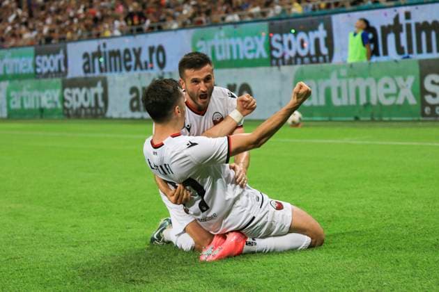 July 30, 2025,UEFA CHAMPIONS LEAGUE, Second qualifying round 2nd leg, FCSV (ROU) vs Shkendija (MKD), Bucharest, National Arena Stadium 77 Liridon Latifi celebrates with team mates his first goal of the game