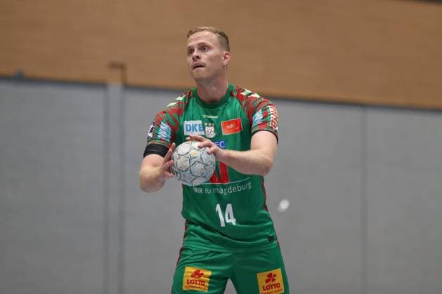 30.07.2025, xgox, Handball - Testspiel SC Magdeburg - Fredericia Handboldklub emspor, v.l. Omar Ingi Magnusson (Magdeburg, 14) beim Siebenmeter Ilsenburg