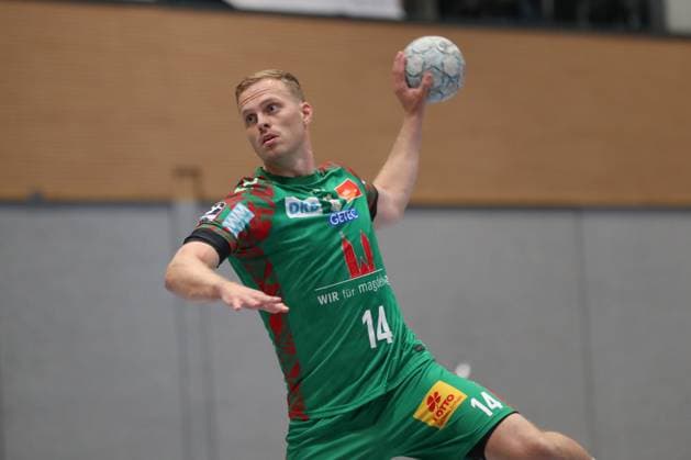 30.07.2025, xgox, Handball - Testspiel SC Magdeburg - Fredericia Handboldklub emspor, v.l. Omar Ingi Magnusson (Magdeburg, 14) beim Siebenmeter Ilsenburg