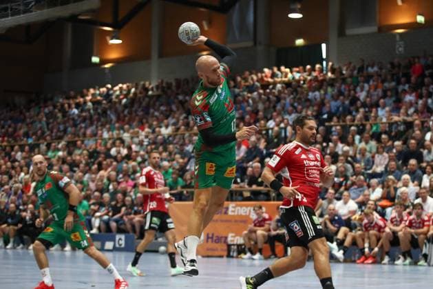 30.07.2025, xtgx, Handball, Testspiel, SC Magdeburg - Fredericia Handboldklub v.l. Tim Hornke (Magdeburg, 17) wirft Tor, Torschuetze, erzielt Tor, Treffer, scores the goal Ilsenburg