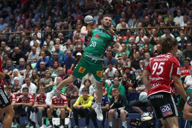 30.07.2025, xtgx, Handball, Testspiel, SC Magdeburg - Fredericia Handboldklub v.l. Philipp Weber (Magdeburg, 20) wirft Tor, Torschuetze, erzielt Tor, Treffer, scores the goal Ilsenburg