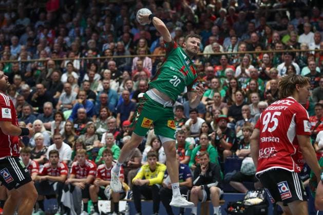 30.07.2025, xtgx, Handball, Testspiel, SC Magdeburg - Fredericia Handboldklub v.l. Philipp Weber (Magdeburg, 20) wirft Tor, Torschuetze, erzielt Tor, Treffer, scores the goal Ilsenburg