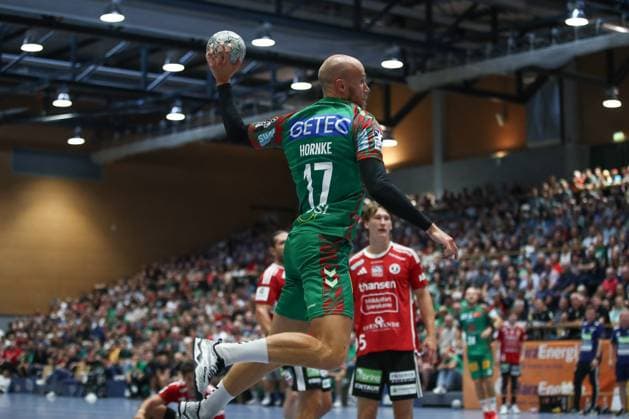 30.07.2025, xtgx, Handball, Testspiel, SC Magdeburg - Fredericia Handboldklub v.l. Tim Hornke (Magdeburg, 17) wirft Tor, Torschuetze, erzielt Tor, Treffer, scores the goal Ilsenburg