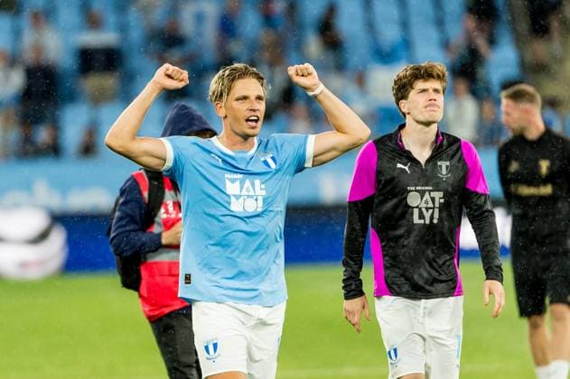 250730 Jens Stryger Larsen of Malmö FF celebrates after the UEFA Champions League qualifier football match between Malmö FF and FK RFS on July 30, 2025 in Malmö. Photo: Christian Örnberg BILDBYRAN COP 166 CO0596 fotboll football soccer fotball uefa champions league qualifier champions league malmö ff fk rfs bbeng bbauto jubel Copyright: CHRISTIANxÖRNBERG BB250730CO064