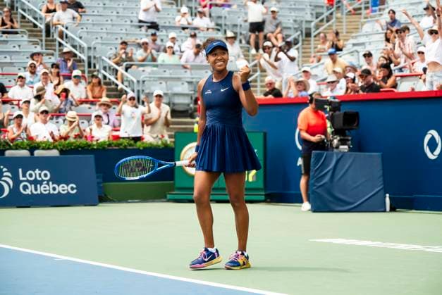 July 30, 2025, Montreal, Pq, CANADA: Naomi Osaka of Japan celebrates after defeating Liudmila Samsonova of Russia during second round tennis action at the National Bank Open tennis tournament in Montreal on Wednesday, July 30, 2025. Canada News - July 30, 2025  - ZUMAc35_ 20250730_zaf_c35_048 Copyright: xChristopherxKatsarovx