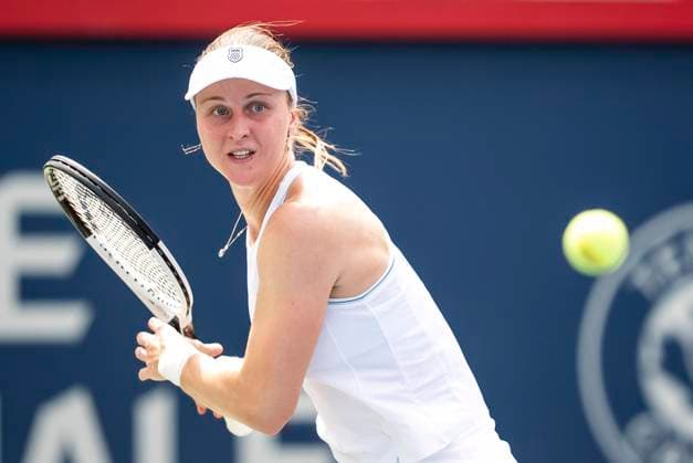 July 30, 2025, Montreal, Pq, CANADA: Liudmila Samsonova of Russia returns the ball during second round tennis action against Naomi Osaka of Japan at the National Bank Open tennis tournament in Montreal on Wednesday, July 30, 2025. Canada News - July 30, 2025  - ZUMAc35_ 20250730_zaf_c35_057 Copyright: xChristopherxKatsarovx