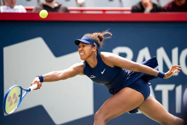 July 30, 2025, Montreal, Pq, CANADA: Naomi Osaka of Japan returns the ball during second round tennis action against Liudmila Samsonova of Russia at the National Bank Open tennis tournament in Montreal on Wednesday, July 30, 2025. Canada News - July 30, 2025  - ZUMAc35_ 20250730_zaf_c35_061 Copyright: xChristopherxKatsarovx