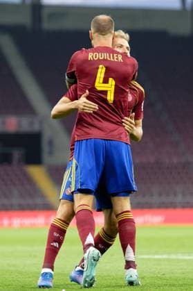 Geneva, Switzerland, July 30 2025 : Steve Rouiller (4 Servette FC) and Giotto Morandi (7 Servette FC) celebrate after his team s scores first goal during the UEFA Champions League Second Qualifying Round match between Servette FC and Viktoria Plzen at Stade de Geneve in Geneva, Switzerland (Giuseppe Velletri SPP) Copyright: xGiuseppexVelletrix xSPPx spp-en-GiVeSp-DZ8_0095