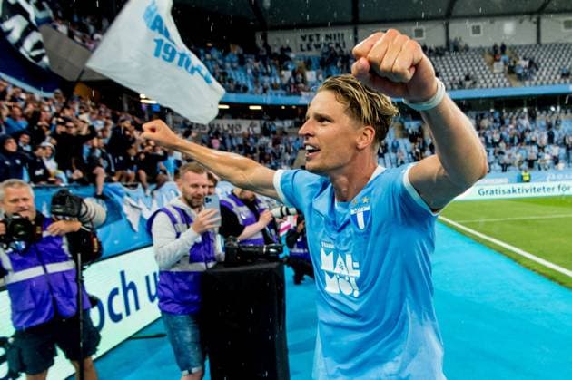 250730 Jens Stryger Larsen of Malmö FF celebrates after the UEFA Champions League qualifier football match between Malmö FF and FK RFS on July 30, 2025 in Malmö. Photo: Christian Örnberg BILDBYRAN COP 166 CO0596 fotboll football soccer fotball uefa champions league qualifier champions league malmö ff fk rfs bbeng jubel Copyright: CHRISTIANxÖRNBERG BB250730CO085