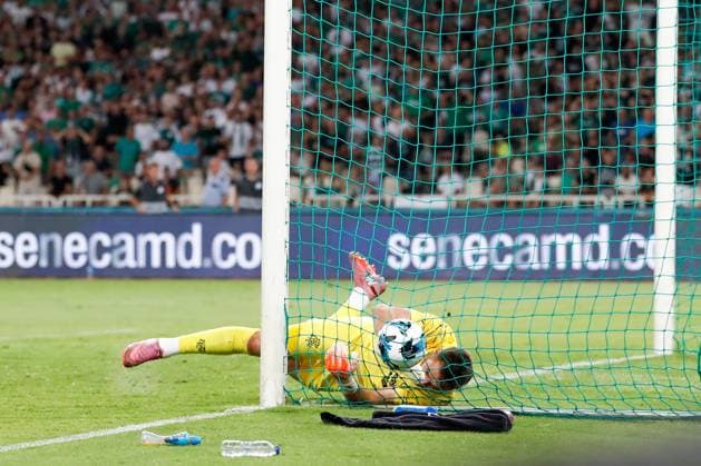 Panathinaikos F.C. v Rangers UEFA Champions League Jack Butland of Rangers is unable to stop the ball crossing the line during the UEFA Champions League Second Qualifying Round Second Leg match at the Olympic Stadium (Greece), Marousi UK Newspapers OUT Copyright: xYannisxHalasx FIL-22021-0043