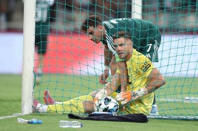 Jack Butland goalkeeper of Rangers in action during the UEFA Champions League second qualifying round 2nd leg soccer match between Panathinaikos and Rangers held at Olympic Athletic Center of Athens in Athens, Greece, 30 July 2025. IMAGO ONE INCH PRODUCTIONS ATHENS Greece Copyright: xOnexInchxProductionsx 6622291