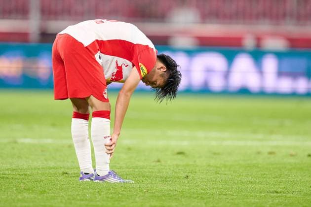 Salzburg, Österreich 30. Juli 2025: Champions League - Qualifikation - 2025 2026 - RB Salzburg vs. SK Brann Im Bild: Sota Kitano (RB) unzufrieden auf dem Spielfeld. Red Bull Arena Copyright: xFotostandx xWassmuthx