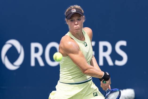 July 30, 2025, Montreal, Quebec, Canada: LAURA SIEGEMUND (Q) from Germany back hand in first set against Madison Keys (6) from USA in round of 64 at Canadian Open at IGA stadium in Montreal, Quebec, Canada on 2024-05-24 Montreal Canada - ZUMAl189 20250730_zsp_l189_039 Copyright: xYannickxLegarex