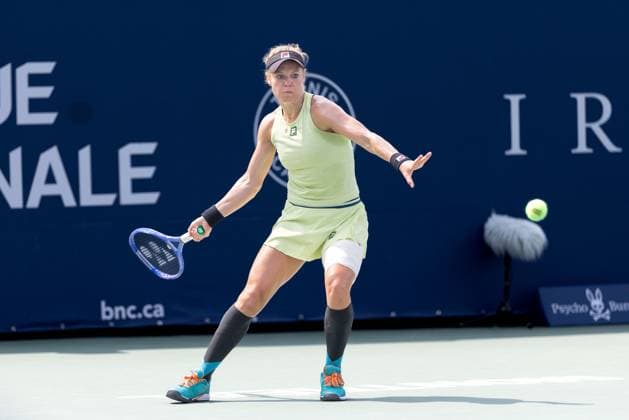 July 30, 2025, Montreal, Quebec, Canada: LAURA SIEGEMUND (Q) from Germany forehand in first set against Madison Keys (6) from USA in round of 64 at Canadian Open at IGA stadium in Montreal, Quebec, Canada on 2024-05-24 Montreal Canada - ZUMAl189 20250730_zsp_l189_048 Copyright: xYannickxLegarex
