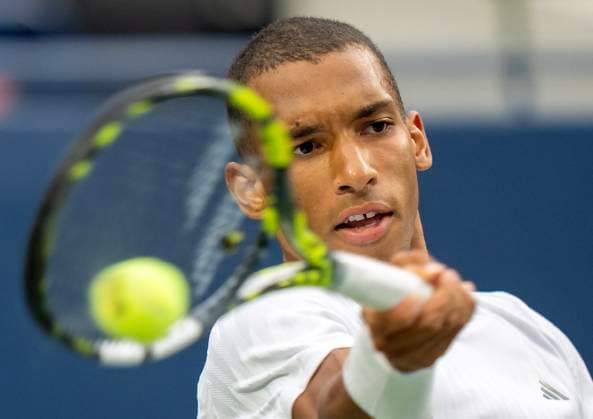 July 30, 2025, Toronto, On, Canada: Felix Auger-Aliassime of Canada hits a forehand return to Fabian Marozsan of Hungary during their match at the National Bank Open in Toronto on Wednesday July 30, 2025. Canada News - July 30, 2025  - ZUMAc35_ 20250730_zaf_c35_145 Copyright: xFrankxGunnx