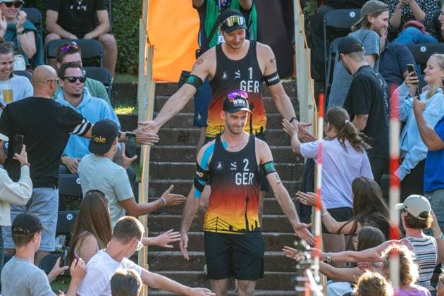 RECORD DATE NOT STATED European Championship, EM, Europameisterschaft - Beachvolleyball Düsseldorf, 30.07.2025 Clemens Wickler (GER), Nils Ehlers (GER); European Championship - Beachvolleyball Düsseldorf am 30.07.2025 Copyright: xBEAUTIFULxSPORTS PeterxWeberx