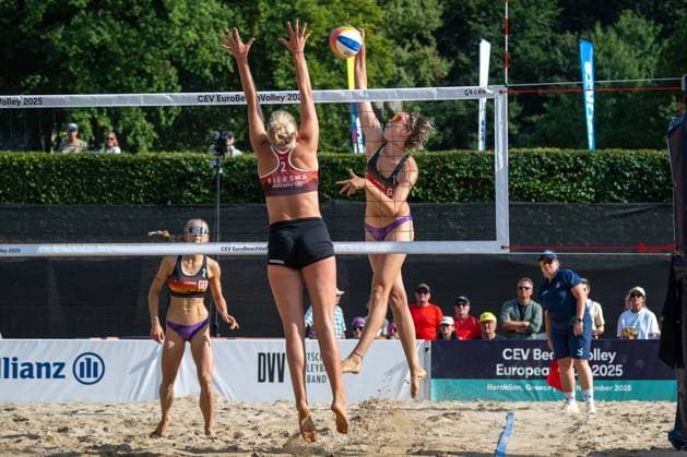 RECORD DATE NOT STATED European Championship, EM, Europameisterschaft - Beachvolleyball Düsseldorf, 30.07.2025 Janne Uhl (GER), Paula Schürholz (GER); European Championship - Beachvolleyball Düsseldorf am 30.07.2025 Copyright: xBEAUTIFULxSPORTS PeterxWeberx