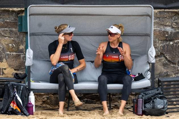 RECORD DATE NOT STATED European Championship, EM, Europameisterschaft - Beachvolleyball Düsseldorf, 31.07.2025 Hanna-Marie Schieder (GER), Karla Borger (GER); European Championship - Beachvolleyball Düsseldorf am 31.07.2025 Copyright: xBEAUTIFULxSPORTS PeterxWeberx